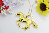 Horse Necklace, Gold Running Horse Jewelry, Personalized Gifts, N4652