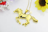Horse Necklace, Gold Running Horse Jewelry, Personalized Gifts, N4652
