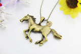 Horse Necklace, Bronze Running Horse Jewelry, Personalized Gifts, N4653