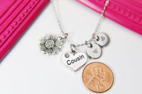 Cousin Necklace, Cousin Sunflower Heart Charms ,Cousin Gift, Personalized Initial Gift, N4451