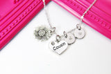 Cousin Necklace, Cousin Sunflower Heart Charms ,Cousin Gift, Personalized Initial Gift, N4451