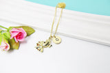 Goldfish Necklace, Gold Necklace, Goldfish Japanese Jewelry Gift, Personalized Initial Gift, N2200B
