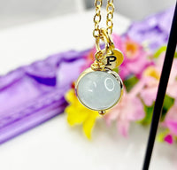 Aquamarine Necklace, Natural Gemstone Jewelry Personalized Gift, N4696