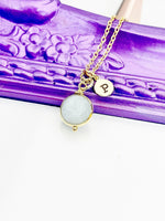 Aquamarine Necklace, Natural Gemstone Jewelry Personalized Gift, N4696