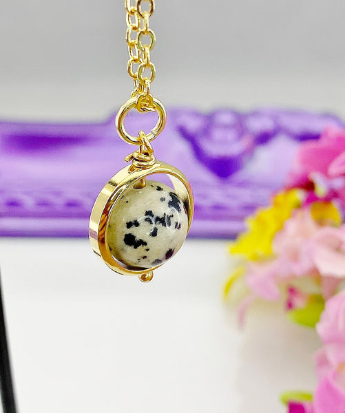 Dalmatian Jasper Necklace, Natural Gemstone Jewelry N4703