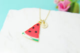 Watermelon Necklace, Gold Necklace, Summer Jewelry Gift, Personalized Initial Gift, N2099F