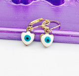 Evil Eye Earrings, Gold Earrings, Hypoallergenic, Dangle Hoop Lever-back Earrings, N4705