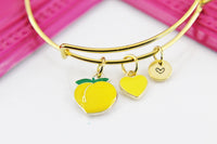 Gold Peach Yellow Heart Bracelet, Girlfriend Gift, Best Friend Gifts, Personalized Initial Gift, N4472