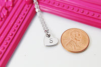 Initial Heart Necklace, Personalized Initial Gift, N4475