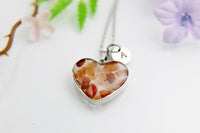 Carnelian Necklace, Heart Carnelian Natural Gemstone Jewelry, N4493