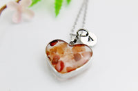 Carnelian Necklace, Heart Carnelian Natural Gemstone Jewelry, N4493