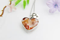 Carnelian Necklace, Heart Carnelian Natural Gemstone Jewelry, N4493