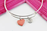 Heart Bracelet, Silver Hypoallergenic Bangle, Girlfriend Gift, Best Friend Gifts, Personalized Initial Gift, N4500