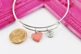 Heart Bracelet, Silver Hypoallergenic Bangle, Girlfriend Gift, Best Friend Gifts, Personalized Initial Gift, N4500