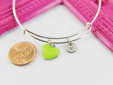 Heart Bracelet, Silver Hypoallergenic Bangle, Girlfriend Gift, Best Friend Gifts, Personalized Initial Gift, N4501
