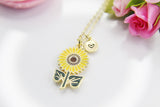 Sunflower Necklace, Gold Necklace, Dainty Necklace, N4504