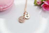 Peace Necklace, Rose Gold Necklace, Dainty Necklace, N4506