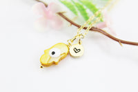 Hamsa Evil Eye Necklace, Gold Necklace, Dainty Necklace, N4509