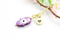 Hamsa Evil Eye Necklace, Gold Necklace, Dainty Necklace, N4512