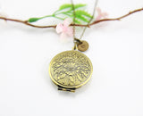 Best Mother's Day Gift for Mom, Grandmother, Great Grandma, Aunt, Antique Bronze Necklace, Flower Locket, Keepsake Photo Frame Charm, N4516