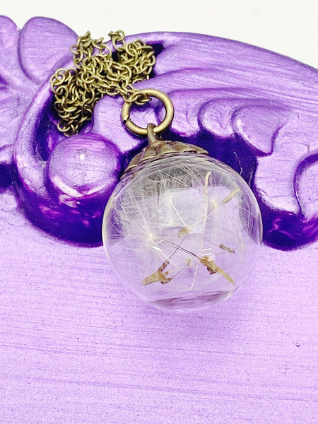 Best Birthday Day Gift for Sister, Best Friends, Friends, Daughter, Teen, Bronze Necklace, Real Dandelion Wish Flower, N4529
