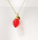 Red Strawberry Necklace, Lampworked, Best Mother's Day Gift, Personalized Gifts, N4721