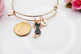 Black Cat Bracelet, Rose Gold Bracelet, Cat Lover Pet Gift, Personalized Gift, N2994-B