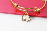 Gold Elephant Charm Bracelet, Opal Elephant Charm, White Imitation Opal Charm, Elephant Jewelry, Personalized Gift, N1446