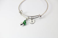 Cactus Pot Plant Bracelet, Personalized Initial Gift, N4543