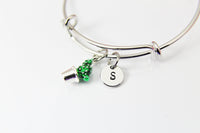 Cactus Pot Plant Bracelet, Personalized Initial Gift, N4543