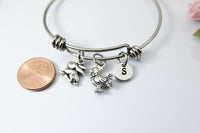 Hobby Farm Bracelet Gift, Rabbit Chicken Rooster, Personalized Initial Gift, N554Z