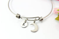Moon Bracelet, Stainless Steel Moon Charm Bracelet, Moon Jewelry Gifts, N4569