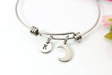 Moon Bracelet, Stainless Steel Moon Charm Bracelet, Moon Jewelry Gifts, N4569