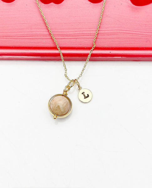 Rhodonite Necklace, Natural Gemstone Jewelry, N4605