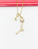 Gold Rose Necklace Mother's Day Gifts, Personalized Gifts, N4610