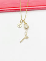 Gold Rose Necklace Mother's Day Gifts, Personalized Gifts, N4610