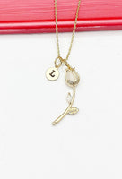 Gold Rose Necklace Mother's Day Gifts, Personalized Gifts, N4610