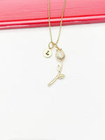 Gold Rose Necklace Mother's Day Gifts, Personalized Gifts, N4610