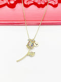 Gold Rose Necklace, Mother's Day Gifts, Personalized Gifts, N4611