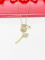 Gold Rose Necklace Mother's Day Gifts, Personalized Gifts, N4612