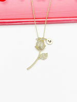 Gold Rose Necklace Mother's Day Gifts, Personalized Gifts, N4612