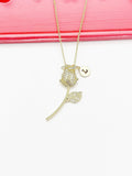 Gold Rose Necklace Mother's Day Gifts, Personalized Gifts, N4612