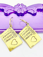 Gold Poker Earrings, Hypoallergenic, Dangle Hoop Lever-back Earrings, N4617