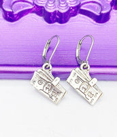 Dollar Money Earrings, Hypoallergenic, Dangle Hoop Lever-back Earrings, N4622