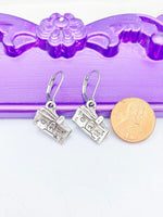 Dollar Money Earrings, Hypoallergenic, Dangle Hoop Lever-back Earrings, N4622