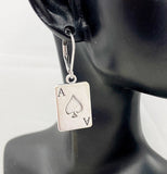 Ace of Spades Earrings, Hypoallergenic, Dangle Hoop Lever-back Earrings, N4624