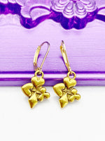 Gold Poker Earrings, Hypoallergenic, Dangle Hoop Lever-back Earrings, N4630