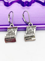 Lottery Earrings, lotto, Hypoallergenic, Dangle Hoop Lever-back Earrings, N4631