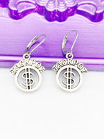 Jackpot Earrings, Dollars Sign, Hypoallergenic, Dangle Hoop Lever-back Earrings, N4632