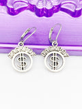 Jackpot Earrings, Dollars Sign, Hypoallergenic, Dangle Hoop Lever-back Earrings, N4632